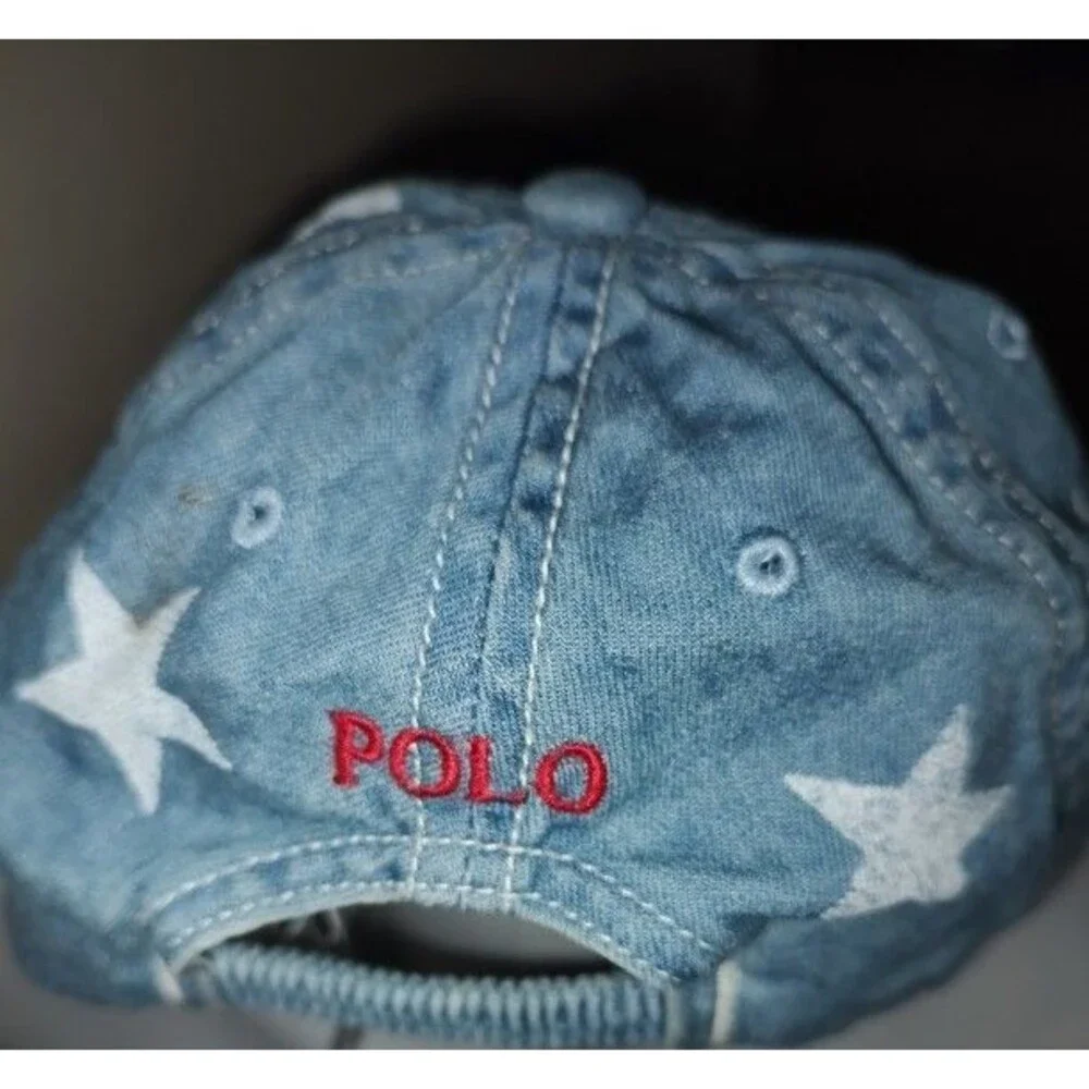 Boy's Polo Ralph Lauren 100% Cotton Stars & Red Logo Hat One Size 12-24 Months